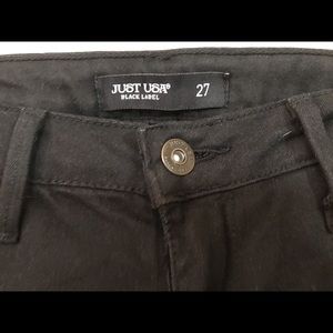 Just USA Black label low rise, skinny, jeans.